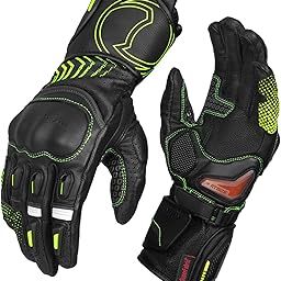 Rynox Advento Pro Gloves – CE Certified Cuff Length Motorcycle Riding Leather Gloves | Impact Protection | Carpus Bone Protection | Abrasion Resistance - Hi-Viz Green Black, Medium-image-6