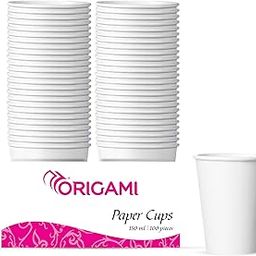 Origami Disposable & Leakproof Party Paper Cups | Eco Friendly & Biodegradable Glass | Ideal for Home, Office & Travel (100 Pcs) 150 ml-16
