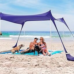 SUN NINJA Pop Up Beach Tent Sun Shelter with Sand Shovel, Ground Pegs,and Stability Poles, Outdoor Shade for Camping Trips, Fishing, Backyard Fun or Picnics (10x10FT 4 Pole, Navy)-image-14
