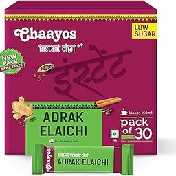 Chaayos Adrak Elachi Instant Tea Premix - Low Sugar (30 Sachets) | Instant Ginger Tea | Premix Adrak Elachi Sachets | Cardamom Chai-image-89