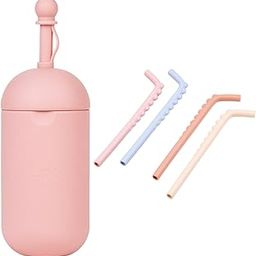tudd Silicone Buddy Bottle for Baby 6 to 12 Months with Straw | Pink with Sipper Straw Set | Reusable Silicone Bendy Straws for Kids with Brush | Safe & Easy Clean-image-97