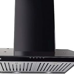 Glen 60 cm 1250 m3/hr Glass Wall Mount Kitchen Chimney baffle Filters Push Buttons (6077, Black)-image-70