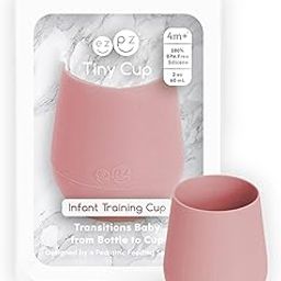 ezpz Tiny Cup - 100% Silicone Drinking Training Open Cup for Baby/Infants - Designed by a Pediatric Feeding Specialist - Soft Non-Slip Grip - Weighted Base & Tactile Bumps - 59 ml, 4 Months+(Blush)-8