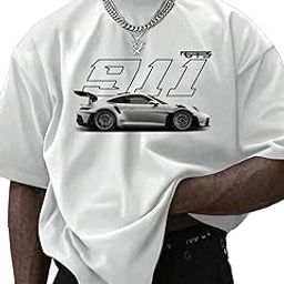 SXV '911 Car’ Printed Cool Aesthetic Oversized Baggy Cotton T-Shirt for Men-picture-31