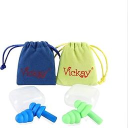 Reusable Silicone Ear Plugs for Sleeping, Vickay 2 Pairs Ultra Soft Noise Reduction Earplugs 32dB NRR Hearing Protection for Swimming, Snoring, Shooting with 2 Storage Cases+2 Travel Pouches-0