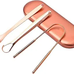 UJEAVETTE® 3x Tongue Scraper Cleaner Decrease Bad Breath Reusable Metal Stainless Steel-image-40
