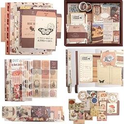 Miramar Aesthetic Scrapbook Supplies Set, Vintage Scrapbooking Paper With A6 Grid Notebook Decorative Paper Sticker Tape, F Falkiya Coffee Scrapbook Sticker Supplies For Diary Bullet Journal (Yello)-23