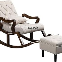 Urbane Crafts Handmade Wooden Rocking Chair/Relax Chair with Cushion Comfort and Footrest for Adults for Reading/Relaxing for Home-image-10
