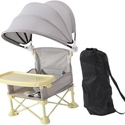 BNF Baby Booster Seat with Tray with Canopy High Chair for Indoor Outdoor Picnic Gray | Baby | Feeding | High Chairs-image-98