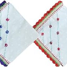 Cotton Hand Embroidery Handkerchief for Women Set of 2 (red and purple)-image-93