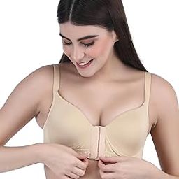 Women's Front Open Padded Bra (Full Cup, Everyday Wear, Seamless, Wire-Free, T-Shirt Bra)-picture-13