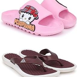 Combo Pack of 2 Slipper/Flip Flops/Slides/Clogs/Sandals for Women (Tatoo-Peso Vs V-Triangle)-image-47
