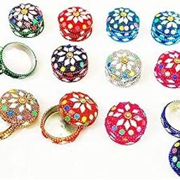 Khamma Ghanni Handicraft Metal Sindur Box (1.5 Inches) I Kumkum Box I Storage Boxes I Girls Storage Box I Showpiece I Sindur Store Boxes (Set Of 12), Gold-picture-12