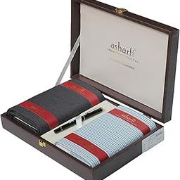 Men's Unstitched Pant Shirt Piece Fabric Combo Set with Metallic Pen in Gift Pack Carrying Case (Free Size)-29