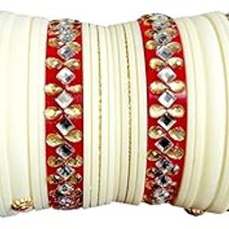 Dhalu Bhur Rajputi Chuda set with Red Green Colour Bangles.-image-0