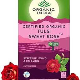 A TATA Product - Organic India Tulsi Sweet Rose - 25 Tea Bags, Stress Relieving, Supports Radiant Skin, Rich in Antioxidants, Made with Tulsi, Chamomile, and Rose Certified Organic-21