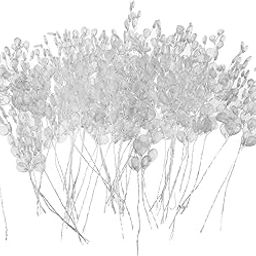 MERISHOPP 50pcs Artificial Flower Stem with Crystal Acrylic Bead Drop 15cm White| Artificial Flower Bouquet | Floral Décor for Home-image-2