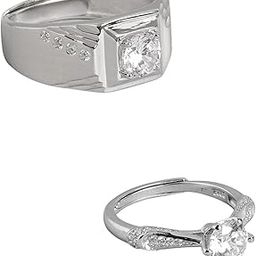 925 Sterling Silver Solitaire Couple Ring | Gift for Couples | With Certificate of Authenticity and 925 Hallmark|Mother's Day-image-71