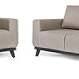 Wakefit Sofa Set | 3 Year Warranty | Sofa 5 Seater, 5 Seater Sofa for Living Room, Wooden Sofa Set, Sofa Set 3+2 Seater - Barcelona(Omega : Pearl)-image-2