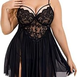 Women Lingerie Set for Honeymoon Night Dress lace Bra (Black) | Plus Size-picture-10