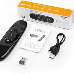 2.4GHz Air Mouse Keyboard, C120, QWERTY, Rechargeable, USB, Windows, Mac OS, Linux, Android Compatible, Black, Air Mouse Remote Control Keyboard Combo-30