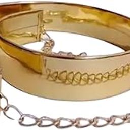 Traditional Saree Belt for Women, Gold-Plated Metal with Chain-image-37