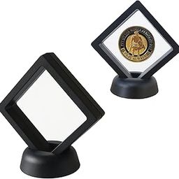 Set of 2 Challenge Coins Display Stand, 3D Floating Clear Case, Jewelry, Specimen, Military Medal Holder Frame-28