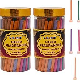 LIBJHIB® Mixed Fragrance 5in1 Luxury Dhoop Sticks Combo Pack of 2 (120 Grams Each) - Luxury Scented Dhoop Sticks for Religious Use & Meditation. (Rose, Chandan, Mogra, Lavender & Kesar)-image-76