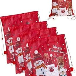 AMANVANI Christmas Candy Gift Cookie Bags Drawstring Bags Xmas Treat Bag, Santa Claus Bag Potli for Gift, Drawstring Bag, Birthday Return Gift Bag for Boys and Girls (10pcs)-image-32