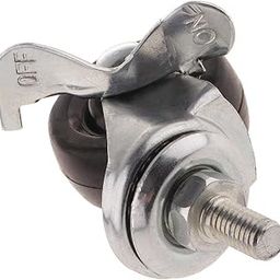 UJEAVETTE 1.5'' Rubber Swivel Plate Caster Wheel M8 Universal Replacement w/Brake-image-53