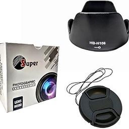 SUPERNIC HB-N106 Lens Hood Shade Compatible with Nikon AF-P(Not for AF-S) DX Nikkor 18-55mm f/3.5-5.6G VR,55mm Digital Tulip Flower Lens Hood + 55mm Lens Cap-22