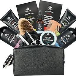 Bath Gift Set 14Pcs Beard Grooming Bath & Body Spa Kit w/Beard Oil,Beard Balm,Beard Brush,Beard Comb,Beard Scissors,Storage Bag,Nail Clipper,Shower Steamer,Beard Growth Care for Men,Dad,Husband-9