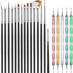 20pcs Nail Art Design Tools, 15pcs Painting Brushes Set with 5pcs Dotting Pens for Nail Art-28