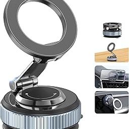 Gahenwo Vacuum Magnetic Car Phone Holder Stand,360° Adjustable Car Phone Mount for Magsafe with Suction Cup & Swivel Lock,Foldable Phone Holders for Your Car,Cell Phone Car Mount for iPhone & Android-18