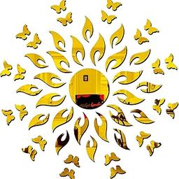 Bikri Kendra - Sun Golden with 20 Butterfly Golden Decorative Mirror Stickers for Wall, Wall Mirror Stickers, 3D Acrylic Stickers Wall Stickers for Hall Room, Bed Room, Kitchen Living Room-image-12