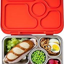 Yumbox Presto Stainless Steel Bento Box | 5 Compartment Leakproof Lunch Box For Kids & Adults, Lightweight & Compact | Premium Durable Materials | BPA-Free, Food-Safe | 900ML - Tango Orange-17