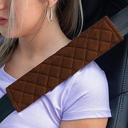 DETACHI Car Seat Belt Cover for More Comfortable Driving Seat Belt Shoulder Pad for Adults and Children Universal Car Seat Belt Velvet Cushion (Brown, Pack of 2)-image-53