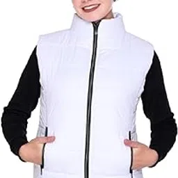 sanhok Polyster Comfortable Regular Fit Half Sleeves Puffer Jacket for Womens-picture-13