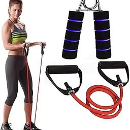 Singal Resistance Tube Hand Gripper for Workout Exercise Band Tube with Handle for Home Gym Use Resistance Bands for Stretching Toning Tube-image-58