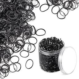 DLESDVV (Pack of 200) Black Rubber With Box Small Elastics Stretchy Hair Tie Ponytail Hair rubber Band Holder for Women&Kids Office Rubber Band (Black) R53-image-26