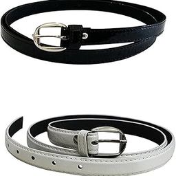 Women's Leather Belts (Pack Of 2) (Black And White)-picture-6