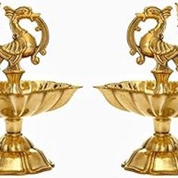 The Spiritual Living Peacock Diya | Peacock Design Brass Diya | Brass Diyas for Home | Kuthu Vilakku Decoration Items for Home Decor | 3.5 Inch | Diya for Diwali | Ideal for Gifting - 2 Pcs Set-picture-15