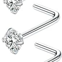 3 Pcs Nose Studs 18G 20G 22G Nose Piercings Nose Rings L Shaped Nose Piercing Jewelry Nose Ring Nose Stud Nose Jewelry Nose Rings for Women Men Nose Rings Studs 18 20 Gauge Curved Shaped Real-image-16