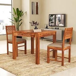 The Lovely Creation Solid Sheesham Wood Dining Set for Home,Resturant,Cafe | Perfect for Home | (Natural Finish, 2 Seater)-image-81