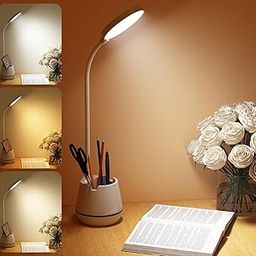 PESCA Plastic Rechargeable LED Desk Lamp,Touch Control Table Lamp, Eye-Caring Smart Lamp with USB Charging, Modern Design Desk Lamp for Home and Office-14
