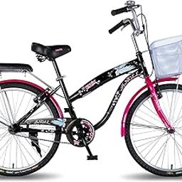 Vaux Angel 24T Women Bicycle for Age Group 10+ Years with Basket & Cushion Backseat, Light Weight Ladies Cycle with Alloy Rims & Ralson Tyres,Ideal for Height 4ft+ (Black)-image-46