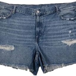 Plus Size Women Non Stretch Denim Hotpants (Shorts) Length 17.5 inch- Distressed -HIGH Rise -Faded Mid Blue Color - Waist Size (4XL) 40 to (10XL) 52 inches-image-13