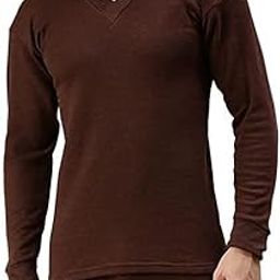 Men's Thermal Classic Fit Upper Top-V-Neck Cotton Solid Sweaters for Men,Full Sleeves Winter Wear Suit for Infants 100% Warm Thermal (Brown)_OSJBI145_85-picture-30