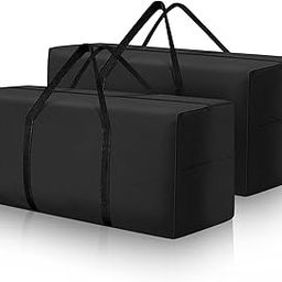 2 Pack Rectangular Outdoor Cushion Storage Bags Extra Large Patio Furniture Cushion Storage Bag Waterproof Garden Cushion Storage Covers with Zipper and Handles 173x76x51cm Black-image-23
