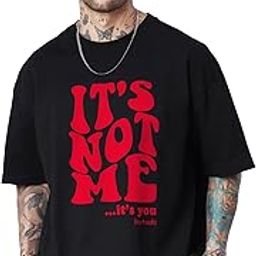 Men's Oversized Half Sleeve Cottonblend Round Neck Tshirt (Color Red)-image-0